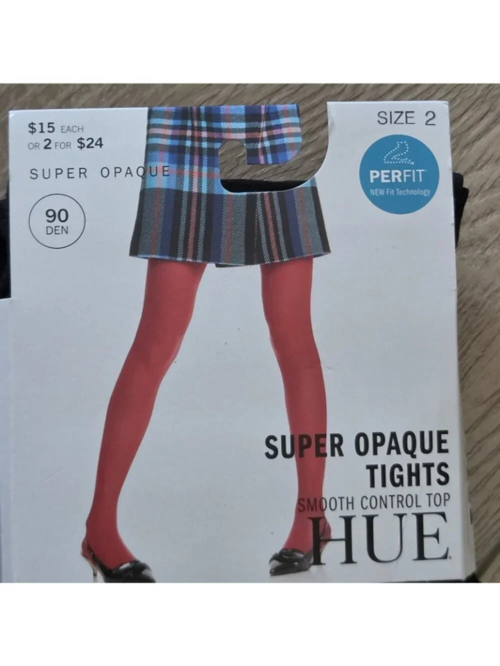 Hue Super Opaque Tights Smooth Control Top Size 2 5'5